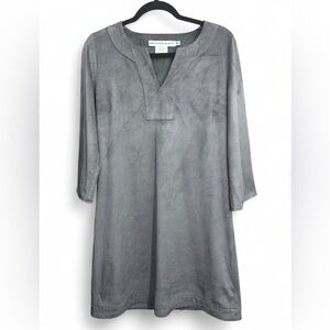 NWT Gretchen Scott Grey Faux Suede Tunic V Neck Dress size medium